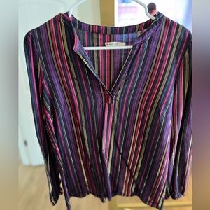 Jamie Banded Collar Top in Lurex Multi Stripe